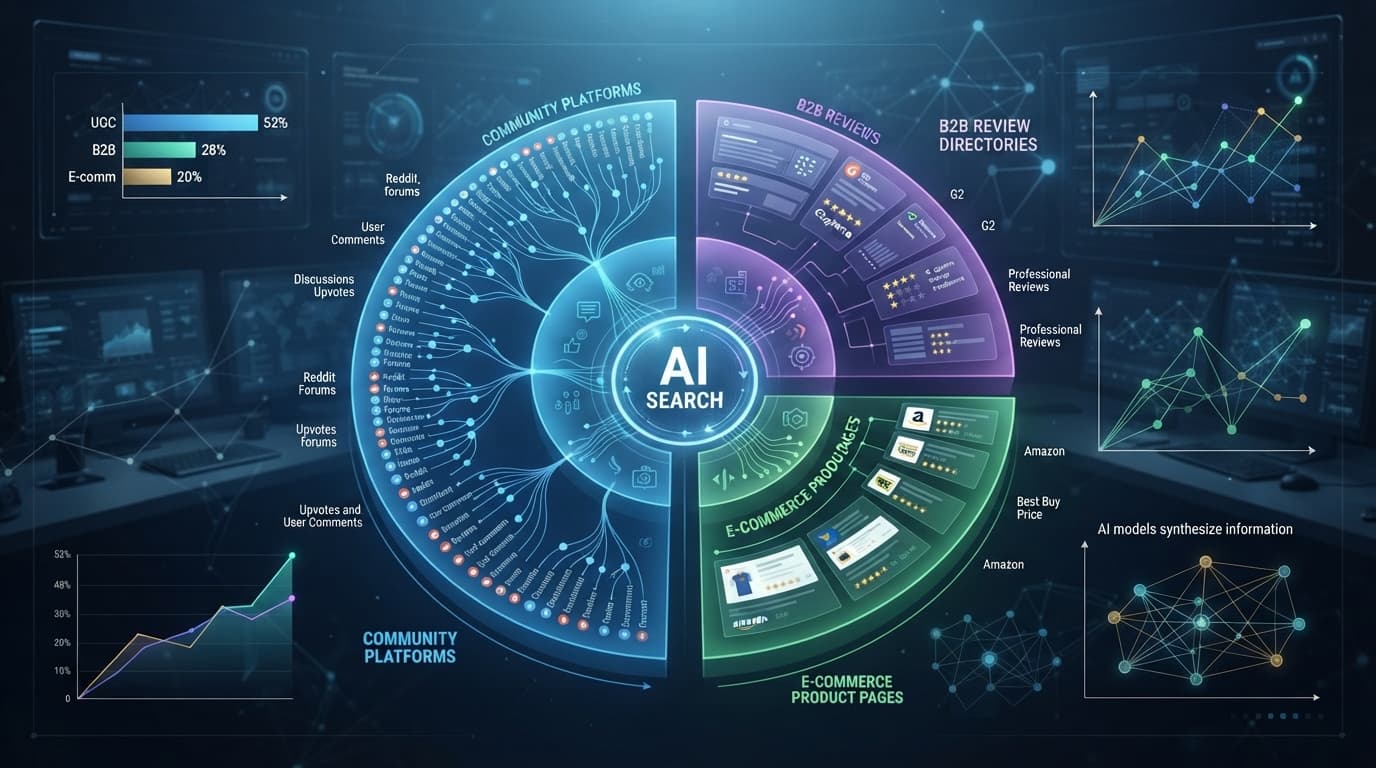 AI 검색 엔진의 산업별 인용 출처 분포를 나타낸 그래픽