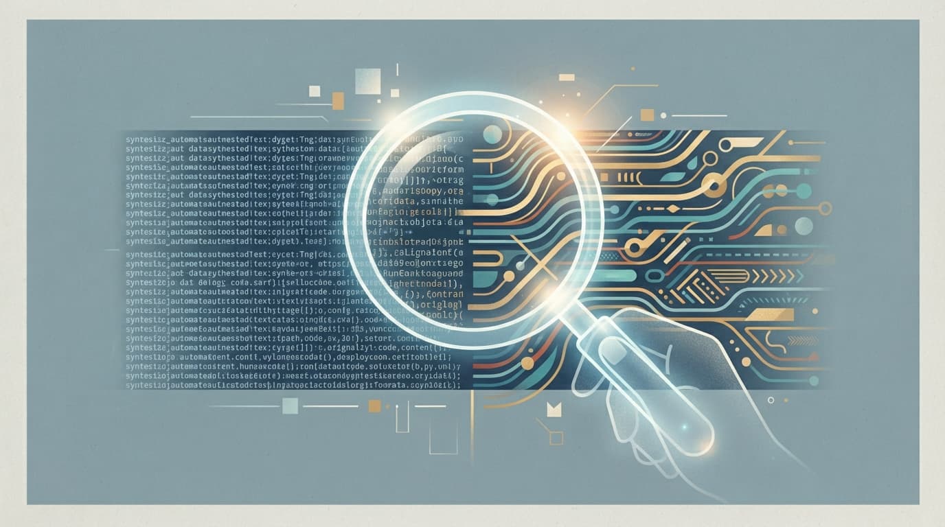 AI 텍스트 생성과 검색 엔진의 콘텐츠 품질 심사를 나타낸 개념도